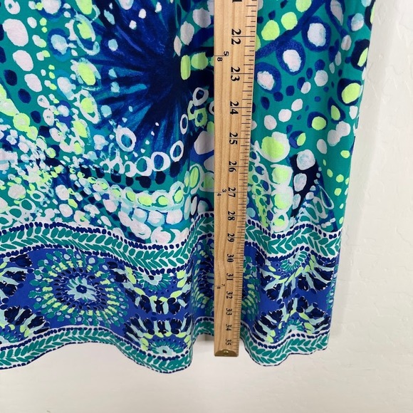 Lilly Pulitzer Hayes Bell Sleeve‎ Shift Dress Geometric Artsy Resort Blue Large - Picture 8 of 12